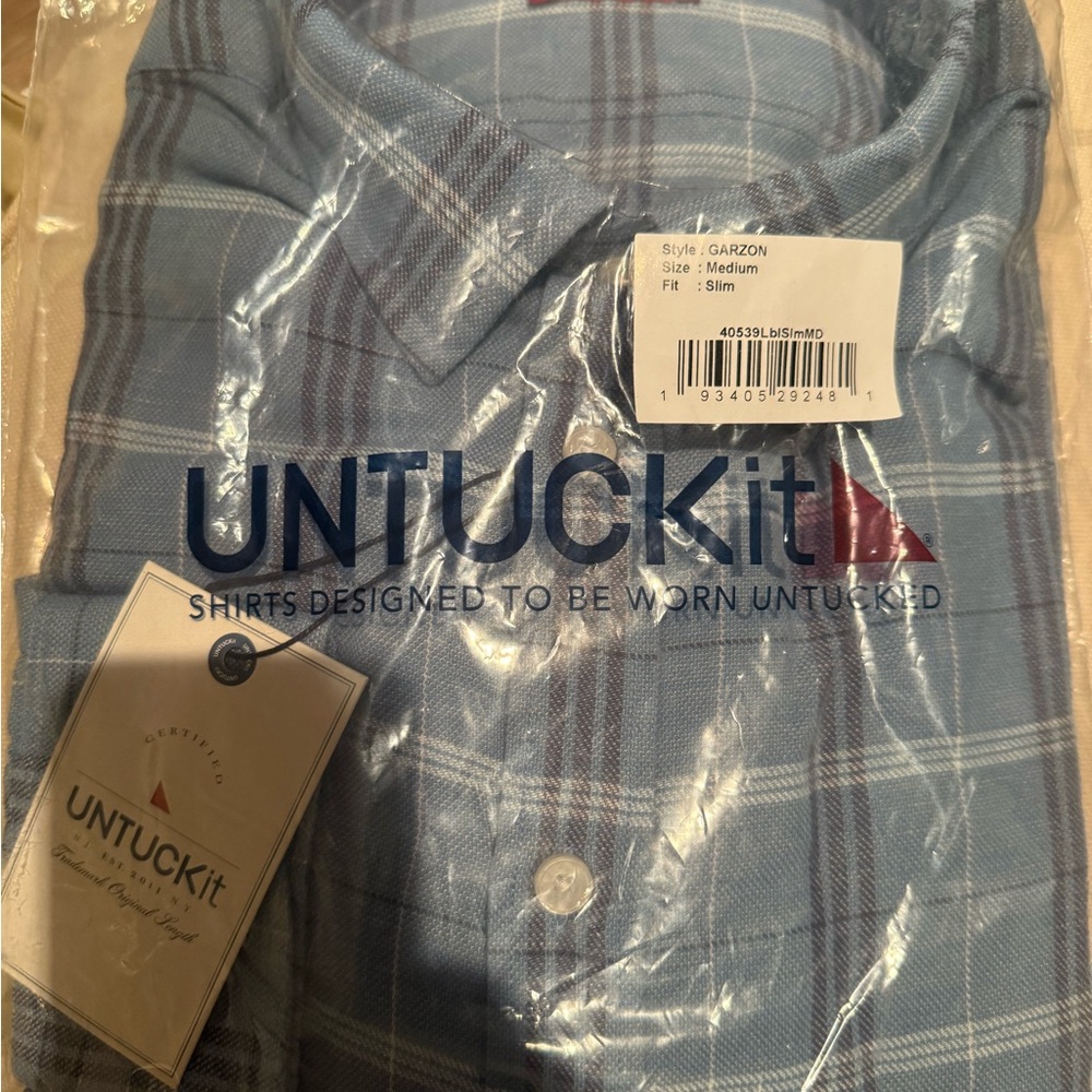 UNTUCKit Light Blue Checkered Men's Shirt